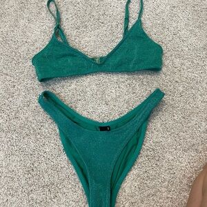Green Sparkly Triangl bikini